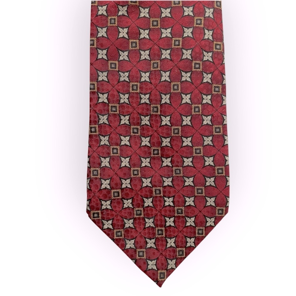 Louis Roth men’s vintage geometric neck tie red 100% silk
